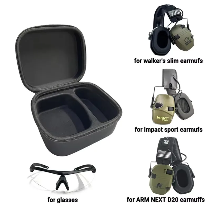 Tactical Headset Case Anti-fall EVA Material Holds Headphones and Glasses Separately