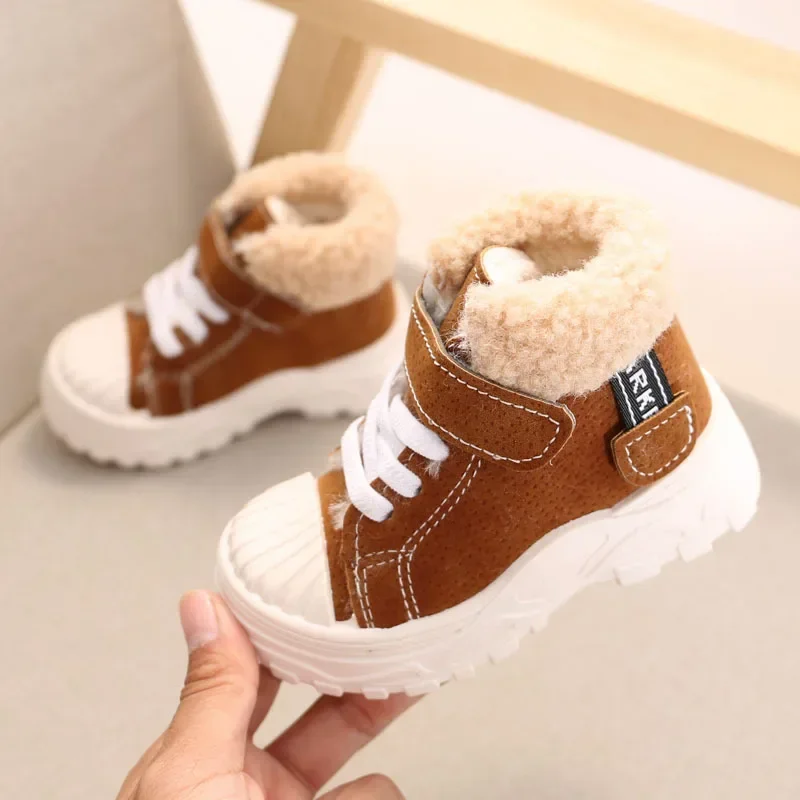 Children Boots Children Warm Boots Winter Boys Plus Thicken Velvet Cotton Girls Waterproof Short Baby Cotton