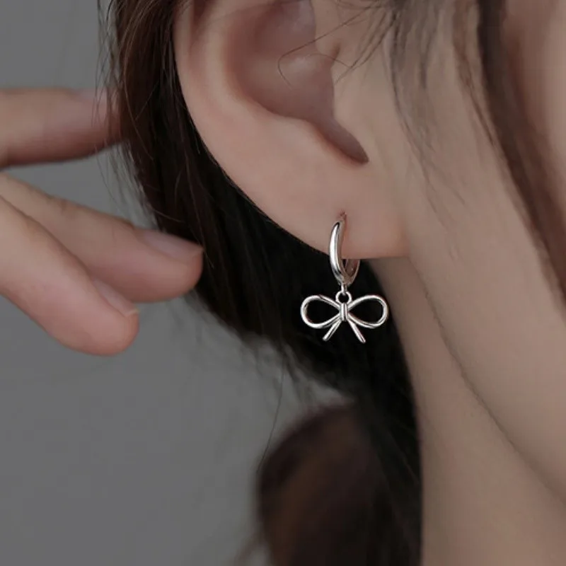 Minimalist Fashion Bowknot Hoop Earrings for Women 2025 Cute  Sweet New Fashion Girls Earring Jewelry Gifts
