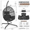 Swing Egg Chair Bird Cage Bird Nest Chair with Stand Comfortable Cushion Outdoor Rattan with Sturdy Metal Frame UV-Resistant 3