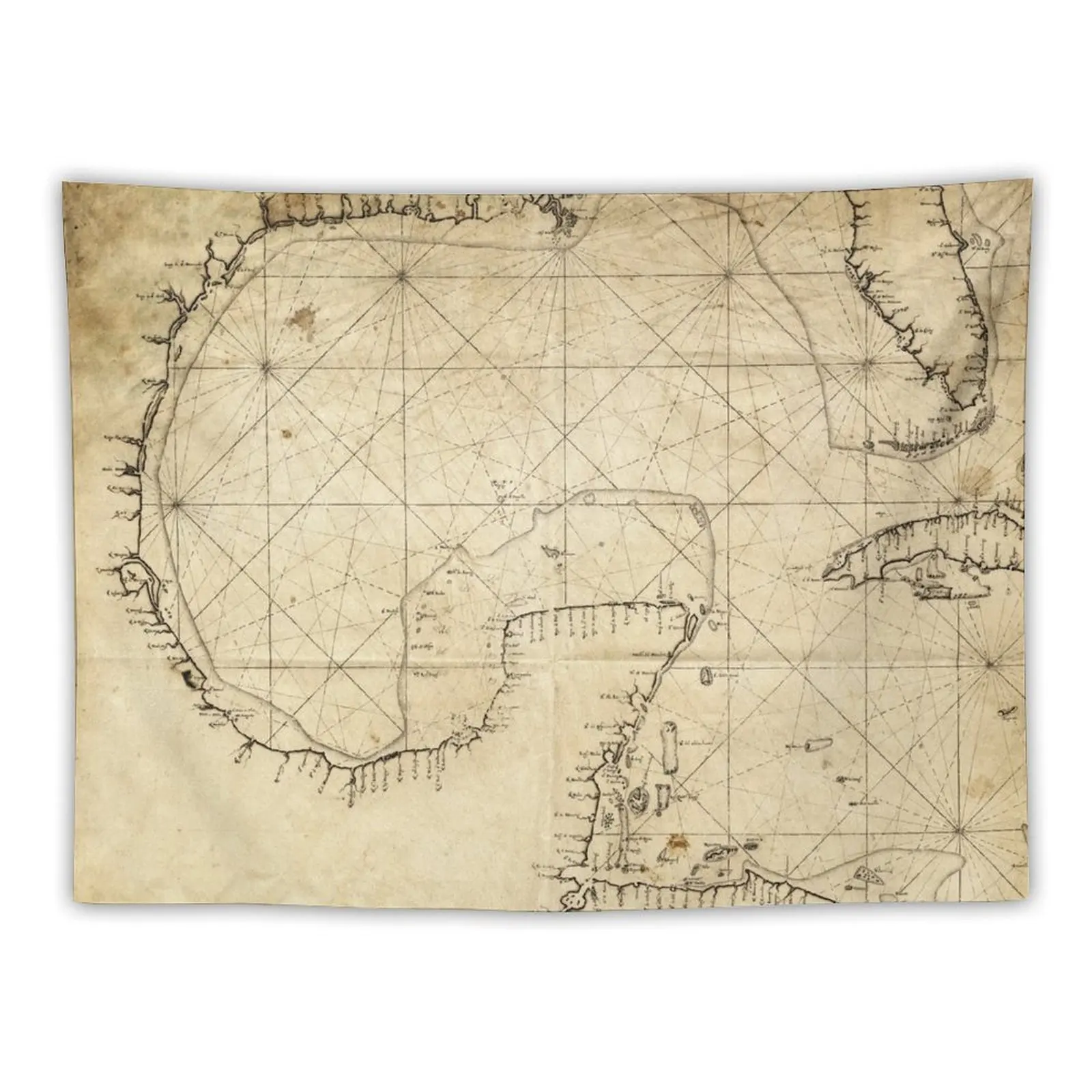 

Gulf of Mexico Map (1730) Tapestry Living Room Decoration Wall Decoration Tapestry