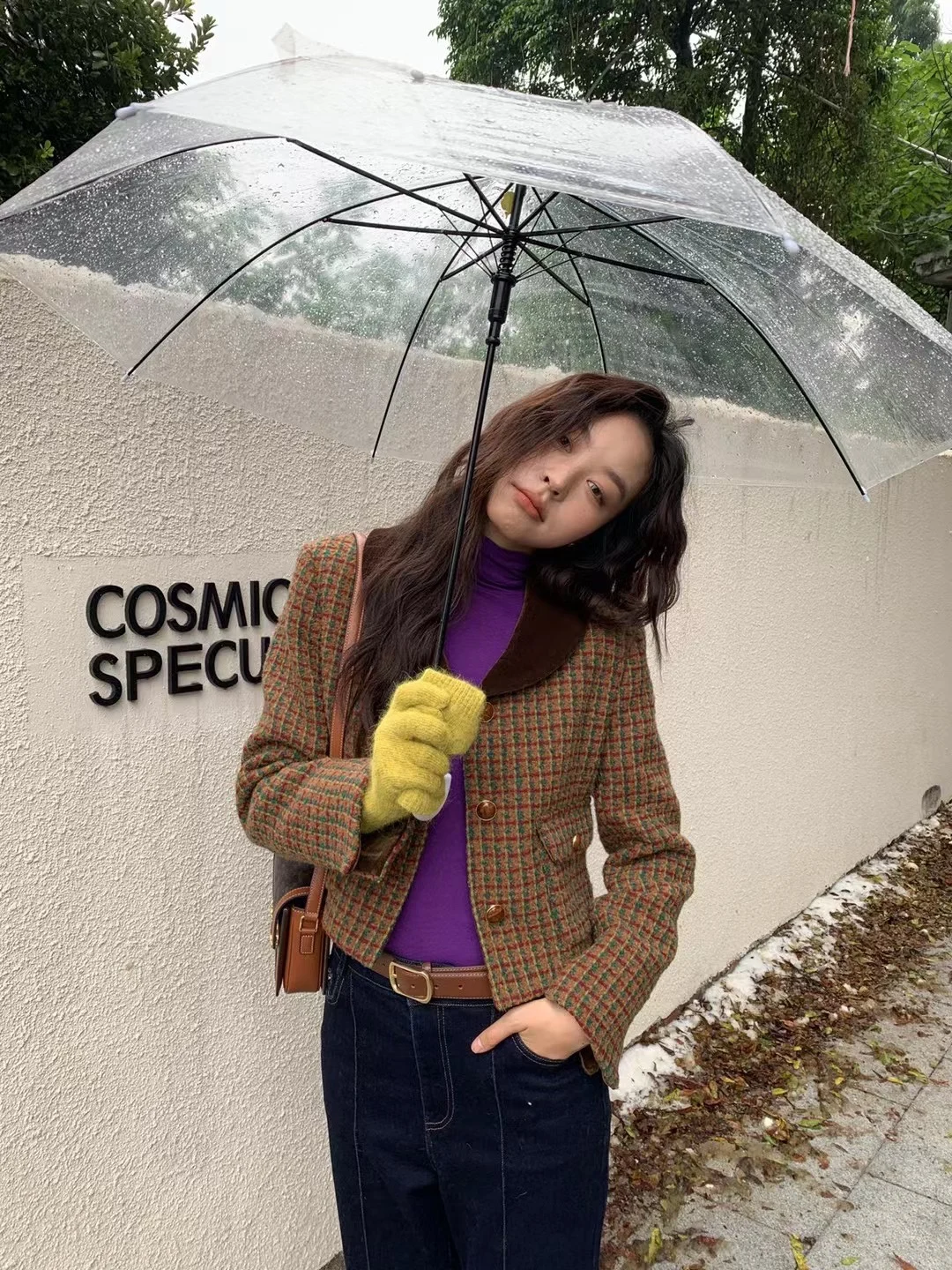 빈티지 스타일 플레이트 칼라 한정판 복고풍 싱글 브레스트 짧은 우아한 겉옷 2023 가을과 겨울 새로운 세련된