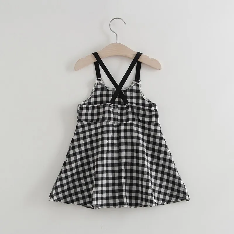 Summer Kids Dress Toddler Girls Princess Plaid Strap Dress Kids Baby Sleeveless Dresses Outfits Vestido Festa Infantil 1-5Years