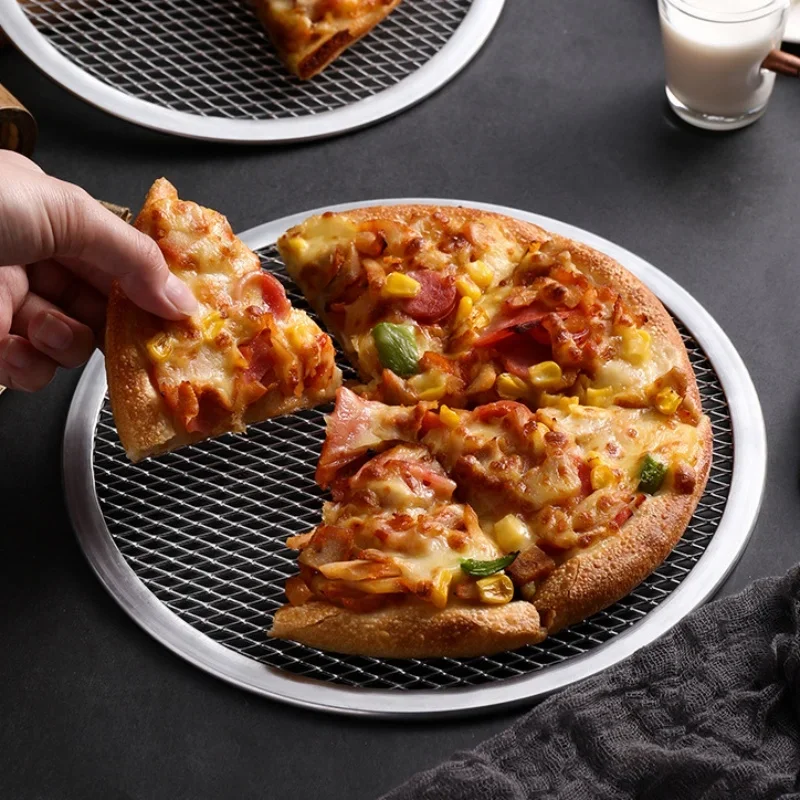6-14 Inch Metal Net Non Stick Pizza Screen Pan Baking Tray New Seamless Aluminum Metal Net Bakeware Kitchen Tools Pizza