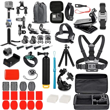 Set di accessori per action camera per Gopro Hero 12 11 10 per Xiaomi Yi Insta360 X4 X3 Kit custodia per montaggio su cinghia Selfie Stick moto
