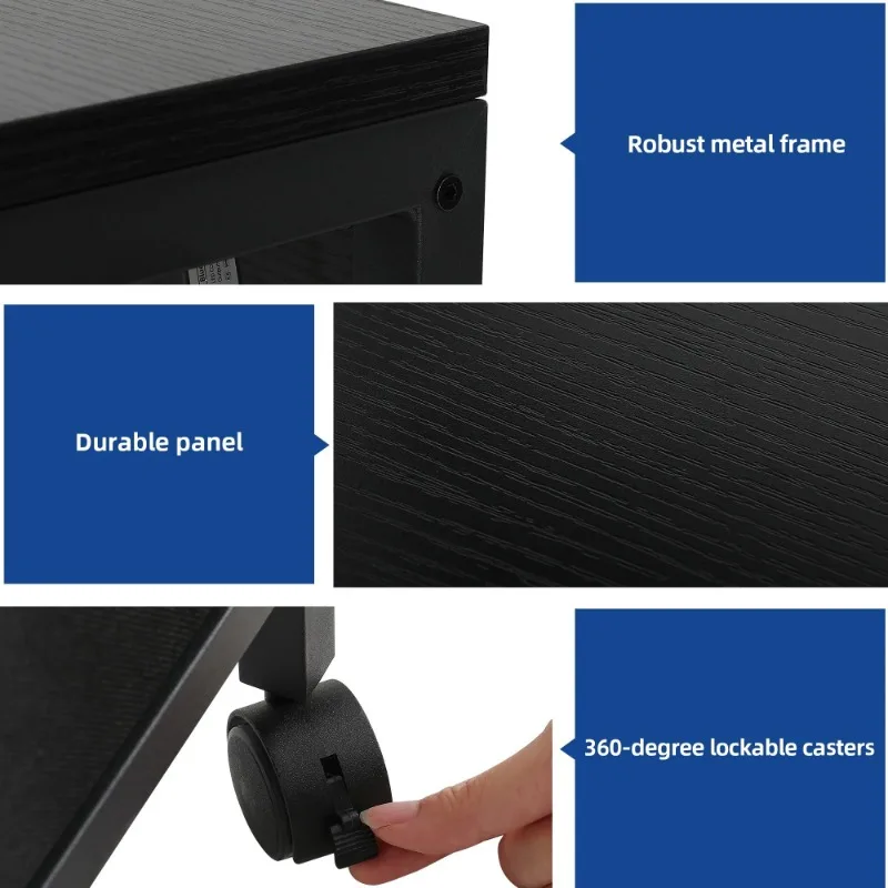 Mobile File Cabinet with 2 Drawer , Fabric Vertical File Cabinet with Wheels & Charging Station, Printer Stand with Open Shelf 4