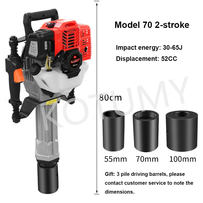 2400W 1900W 4 Stroke Pile Driver 2 Stroke Heavy Duty 68CC/52CC Gas T Post Hammer Farm Fence Garden Tool Railway Impact 2