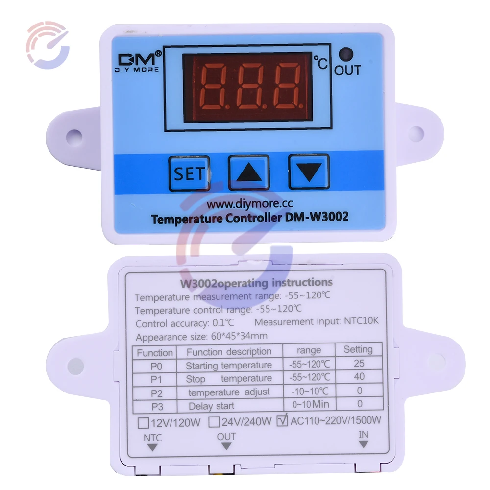 Termostato Digitale Aideepen W3230 (2 Pezzi) – DC 12V 20A, Controllo Temperatura -55~120°C, Per Raffreddamento/riscaldamento, Sonda NTC