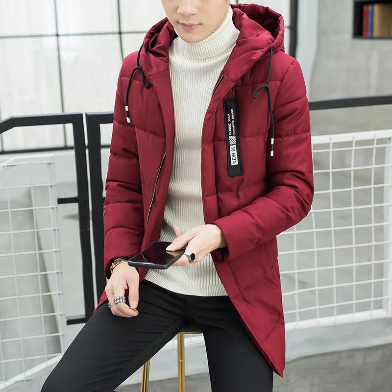 Fashion Thick Parkas Men's 2023 Autumn Winter Warm Overcoat Casual Solid Color Cotton-Padded Jackets Outwear Windproof Down Coat