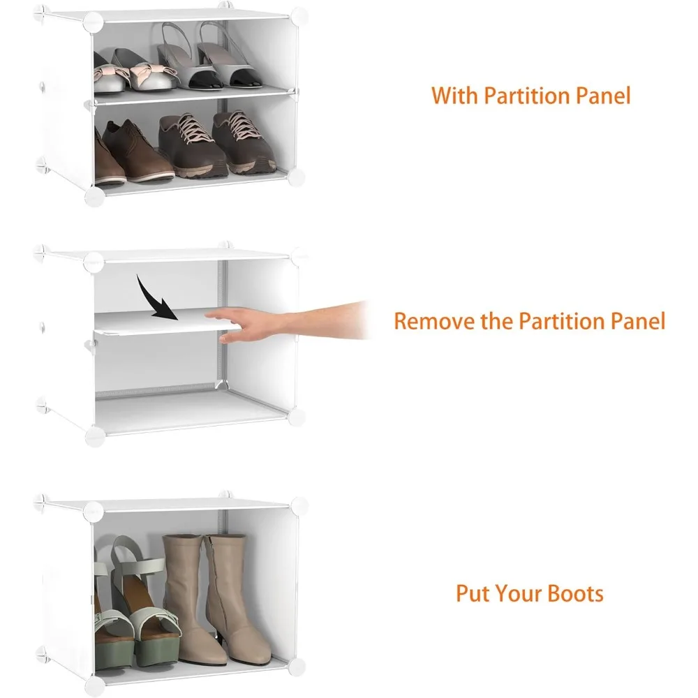 8 Tier Shoe Storage Cabinet 32 Pair Plastic Shoe Shelves Organizer for Closet Hallway Bedroom Entrywa, Shoes Cabinets 4