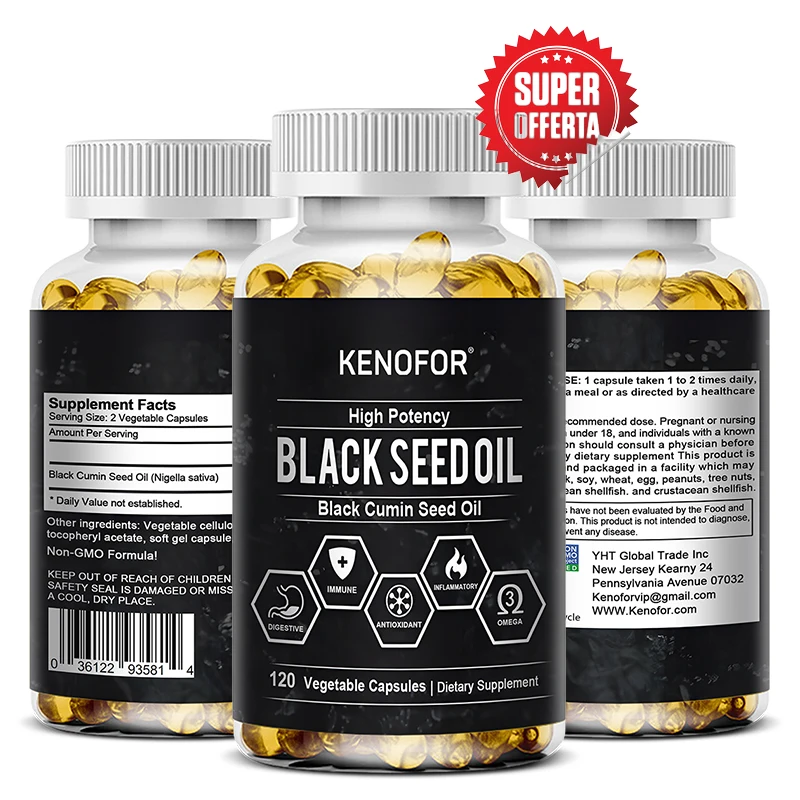 

Black Seed Oil Capsules - Enhances Overall Health, Antioxidants, Supports Skin, Nails, Hair, Healthy Digestion, Fat Burning