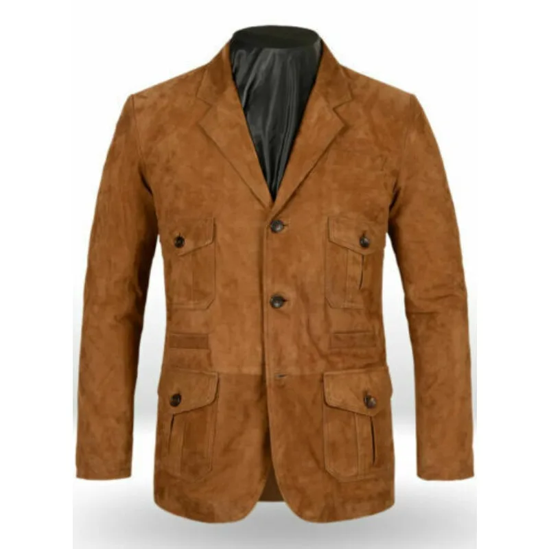 Men's Soft Caramel Brown Suede Leather Blazer Classic Look Leather Blazer Jacket puma suede classic женская женщина кошка пума блэк гелиотроп