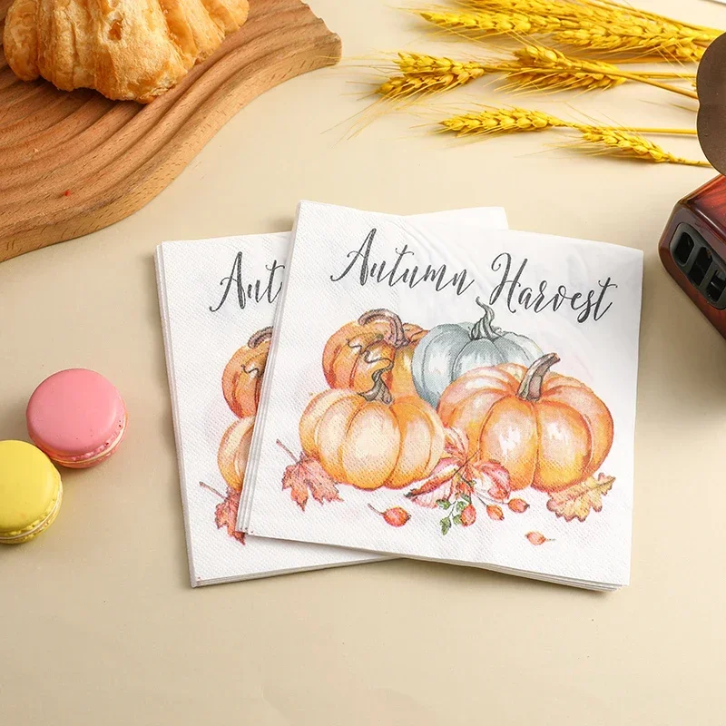 10/20pcs 33cm 2Ply Thanksgiving Pumpkin Colourful Paper Napkins Party Napkins Decorative Paper Placemats Butterfly Bartlet