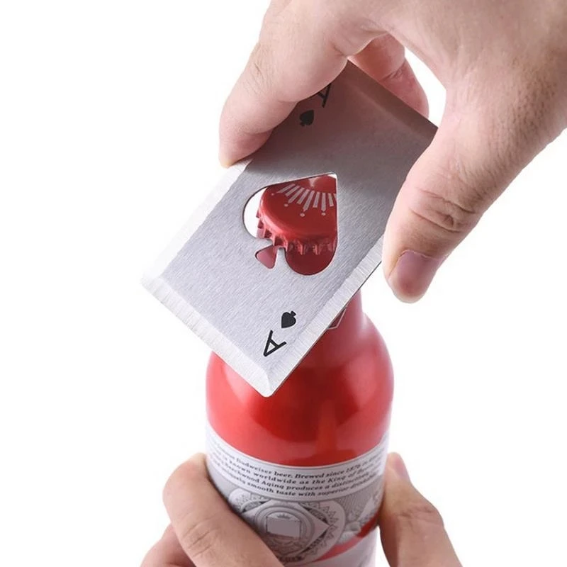 Playing Cards Poker Set 1Pcs Portable Stainless Steel Poker Bottle Opener