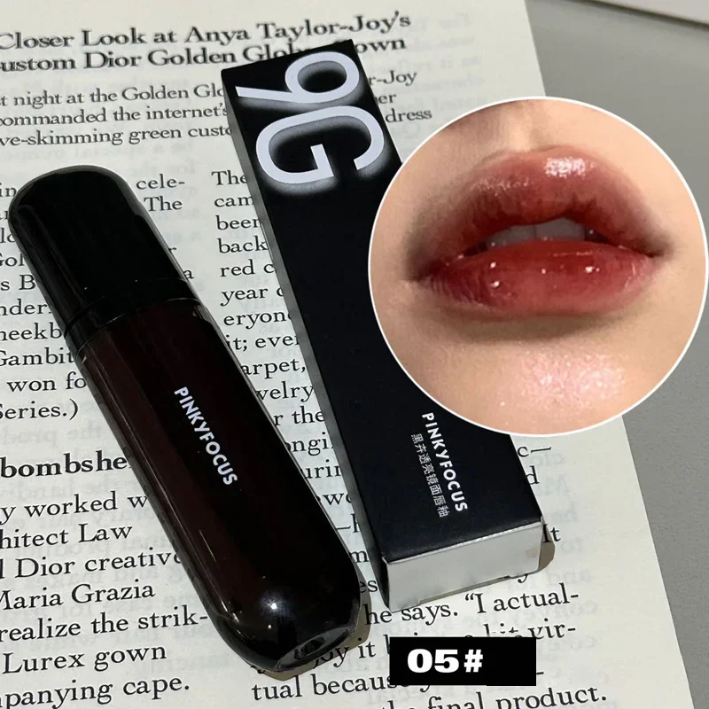 Red Brown Mirror Lip Glaze Water Light Moisturizing Non-stick Cup Highly Pigmented Red Liquid Lipstick Lip Tint Makeup Cosmetics