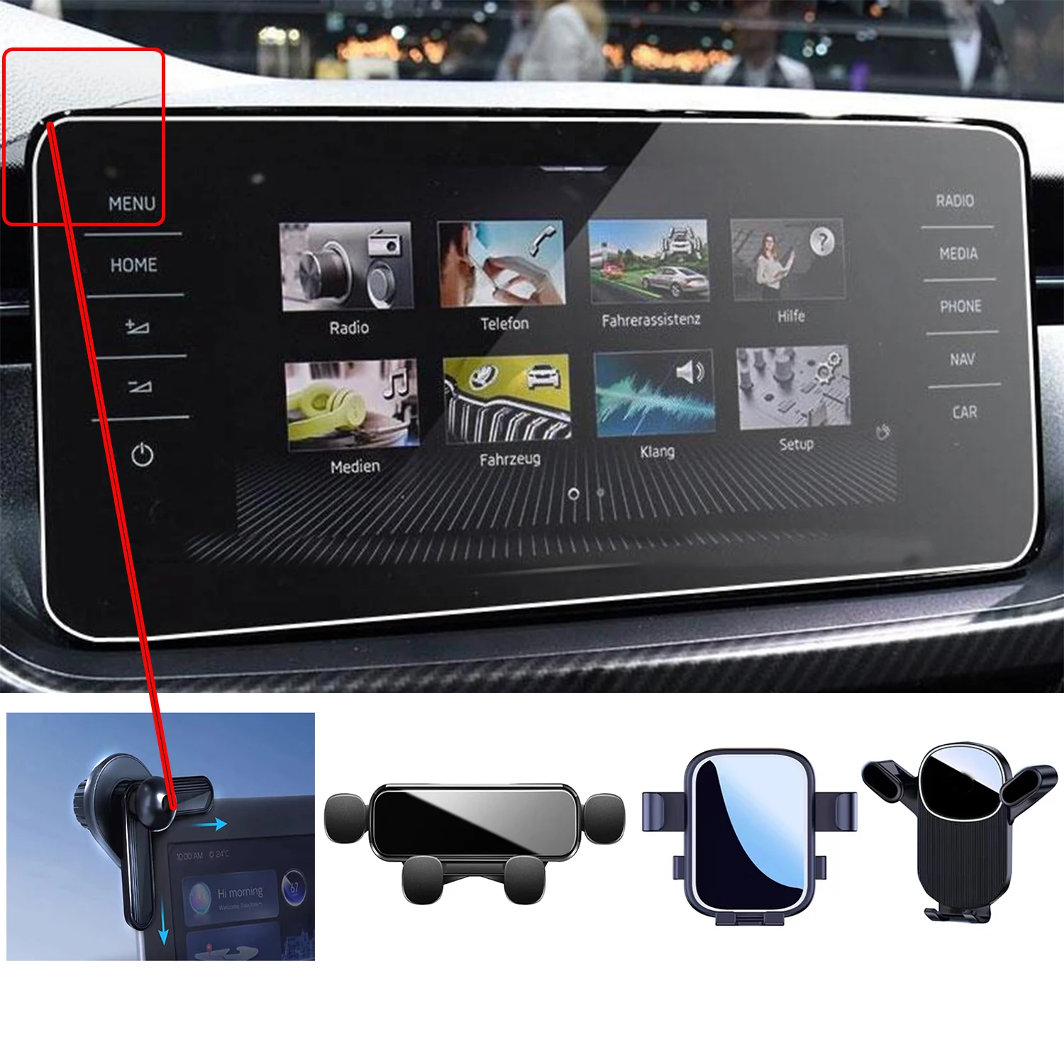 

For Skoda Fabia MK4 2022-2023 Car Phone Holder Bracket Wireless Charging Interior GPS Bracket Auto Stand Accessories