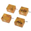 6cm Handcrafted Wooden Music Box Vintage Mechanical Musical Box Crafts Gift, Prints Castle Scenery, Castle in the Sky Tone 6