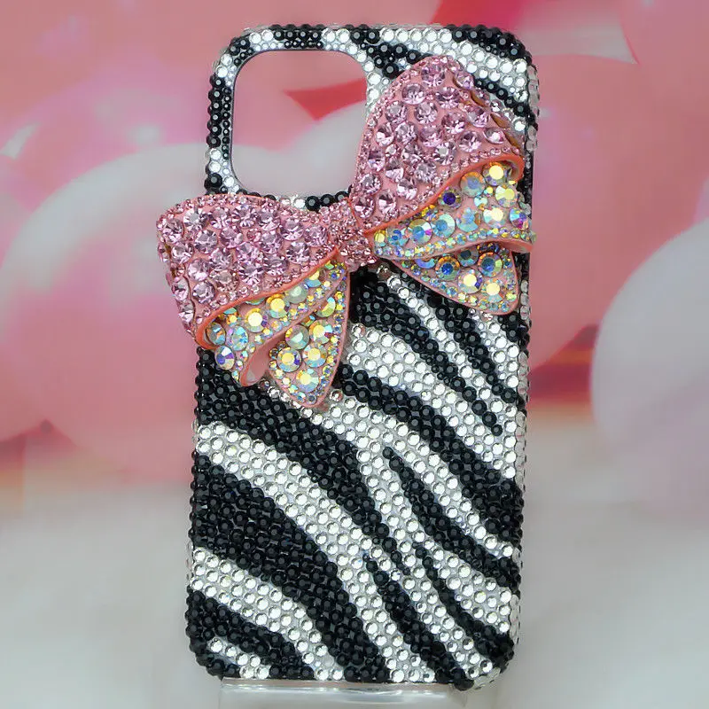 Luxury Rhinestone Rose Red Bow Handmade Phone Case for Samsung Galaxy S24 S23 S22 S21 Ultra Plus S20 FE A73 Anti Drop Back Cover