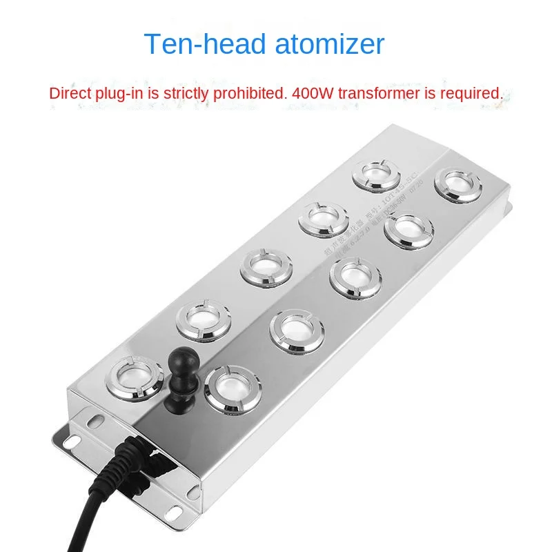 

10 Head Ultrasonic Mist Maker Fogger Stainless Steel Hydroponics Nebulizer Water Fountain Pond Atomizer Humidifier