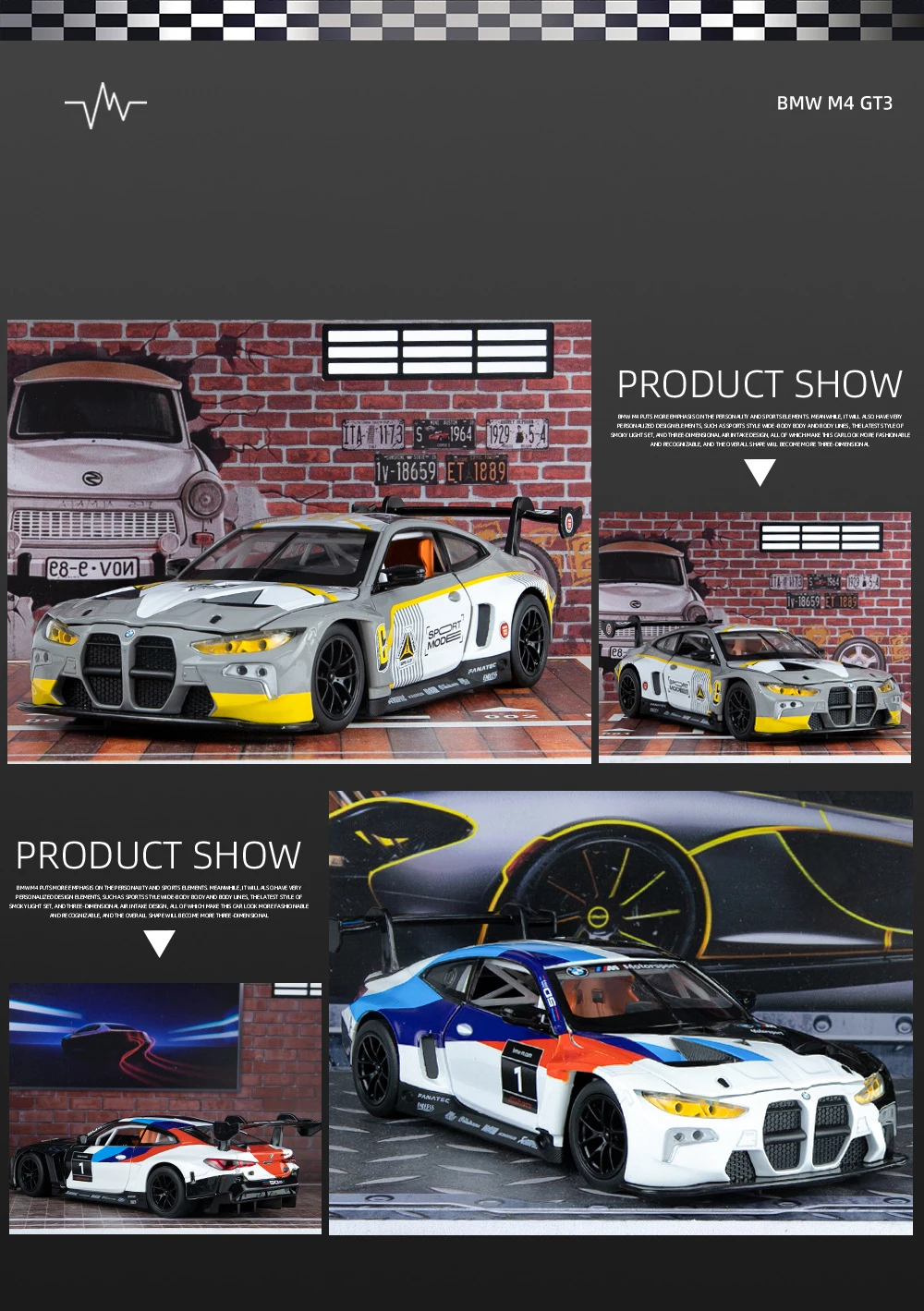 BMW M4 M6 BMW CSL Z4 1:24 Ölçekli Model Araba