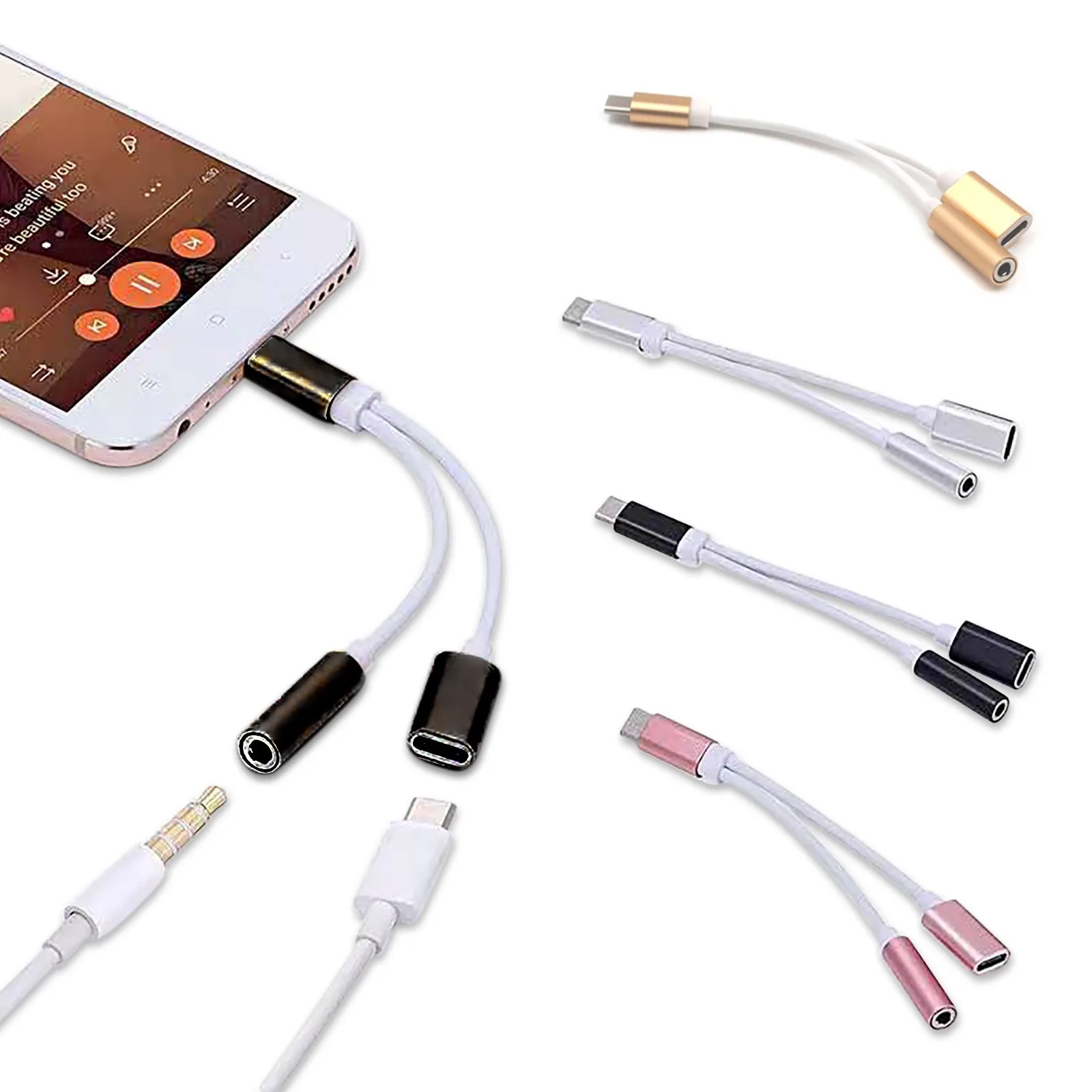 Type C Adapter 2 In 1 Splitter For Samsung Galaxy S21 S20 FE Note 20