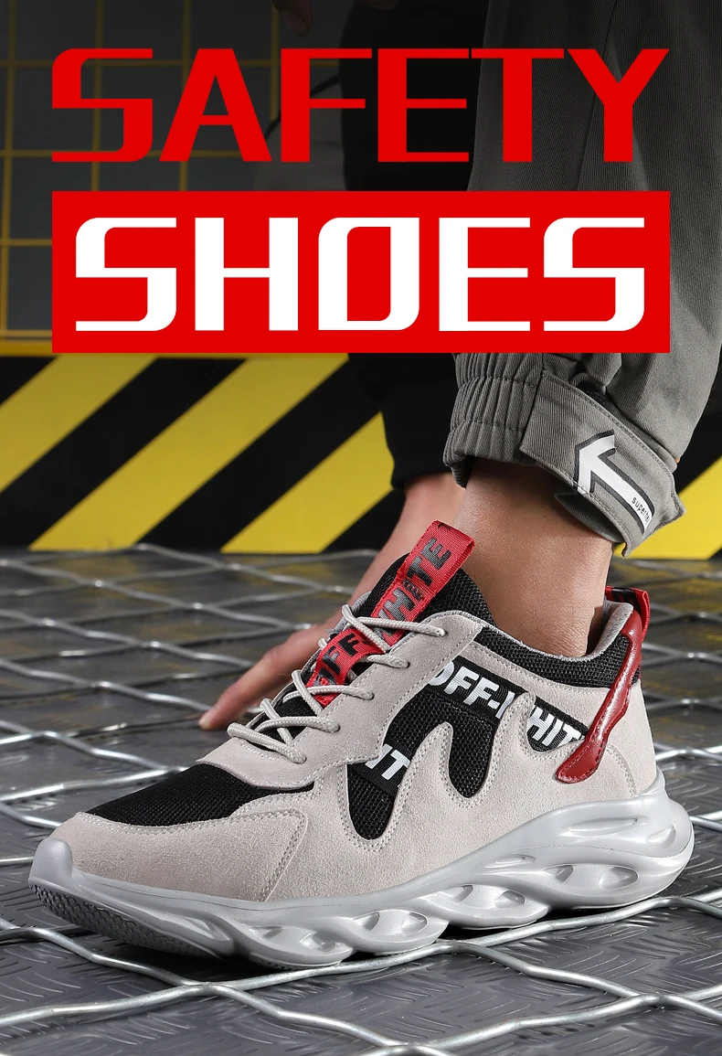 Lightweight Men Safety Shoes Steel Toe Cap Work Shoes Puncture-Proof Security Work Sneakers Anti-smash Protective Shoes 2021