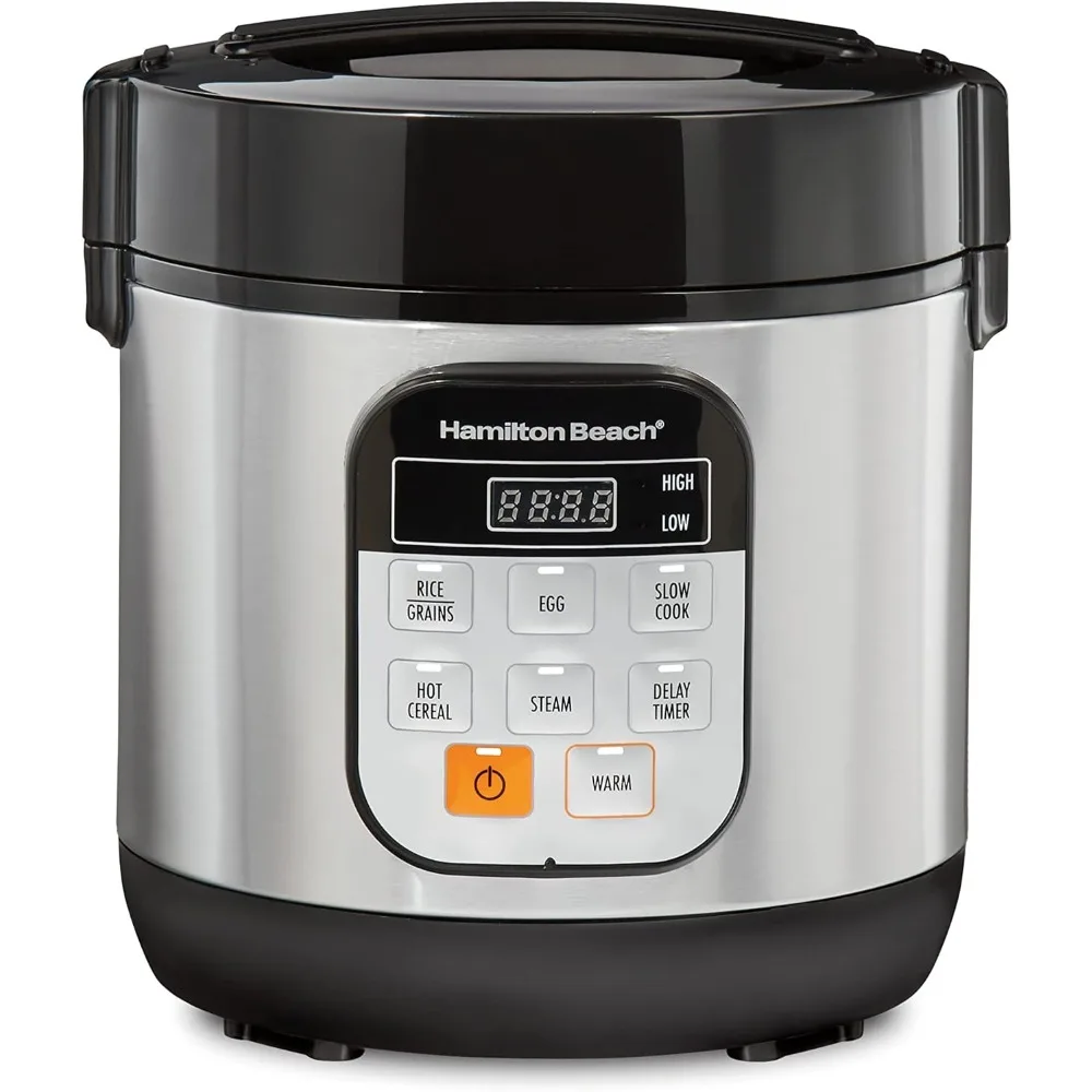 

Digital Programmable Rice Cooker & Food Steamer, with Slow Hard-Boiled Egg Functions, with Steam & Rinse Basket, 6 Cups Cooked