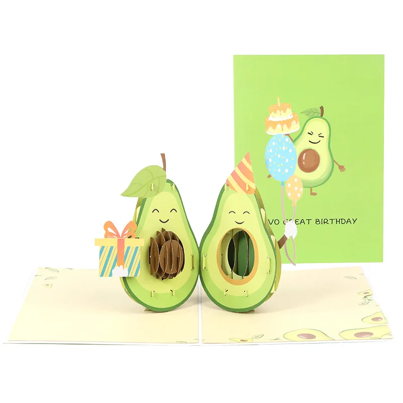 Greeting Cards 3D Pop Up Happy Birthday Card Cute Avocado