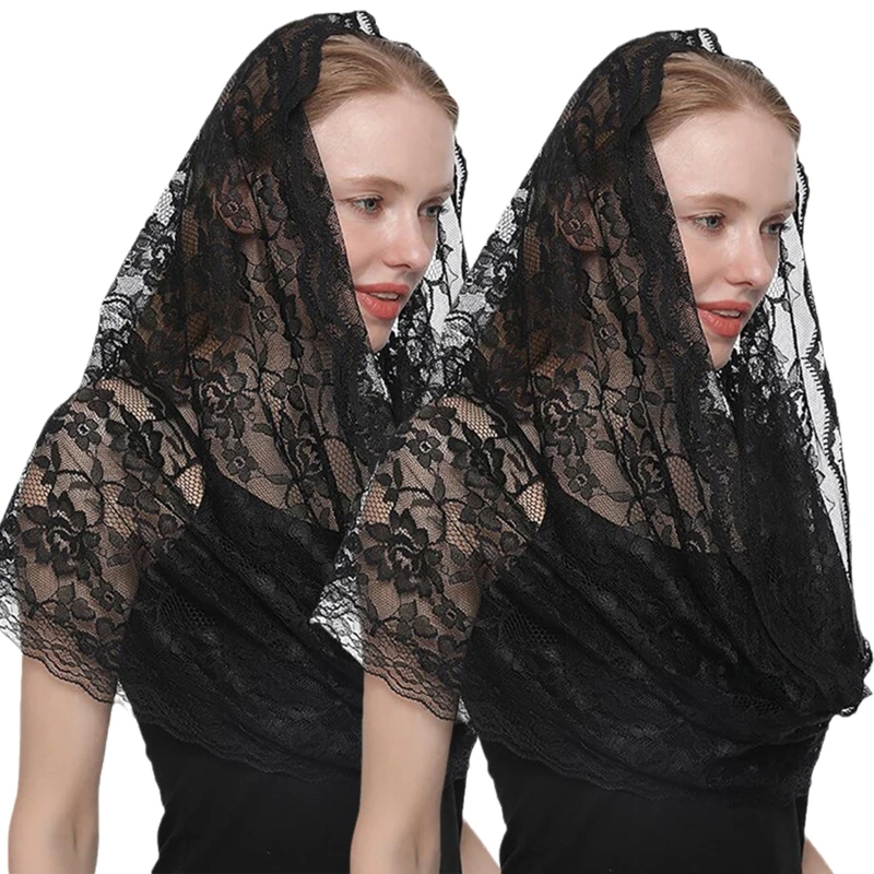 Chapel Veil Catholic Mass Lightweight Church Mantilla Lace Scarf Spanish Mantillas For Church Spanish Embroidered Shawl couverture white catholic head scarf women kerchief chapel lace church veil wedding bride mantilla latin veils for mass