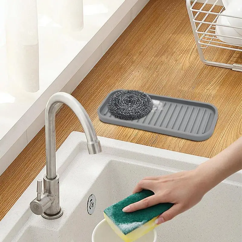 Sink Tray For Sponges Silicone Sponge Drain Dish Kitchen