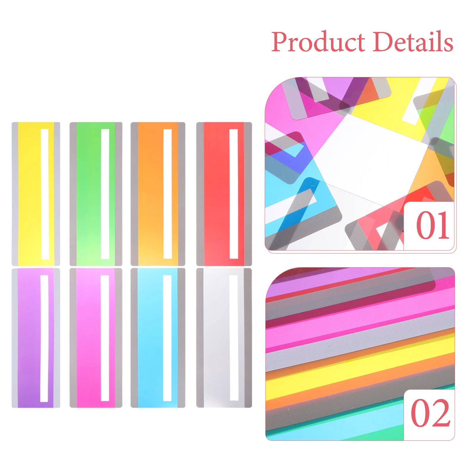 8pcs Help with Dyslexia for School Crystal Children Guided Reading Strips Highlight Strips Colored Overlay Highlight Bookmarks