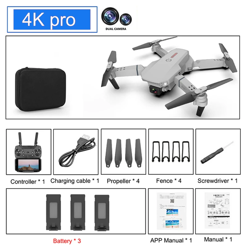 Foldable Rc Drone 4k Pro HD Dual WiFi Camera Wide-Angle Remote Control Plane Quadcopter One Key Return Mini Drones Boy Toy Gift explorers 4ch remote control quadcopter 2.4 g RC Quadcopter