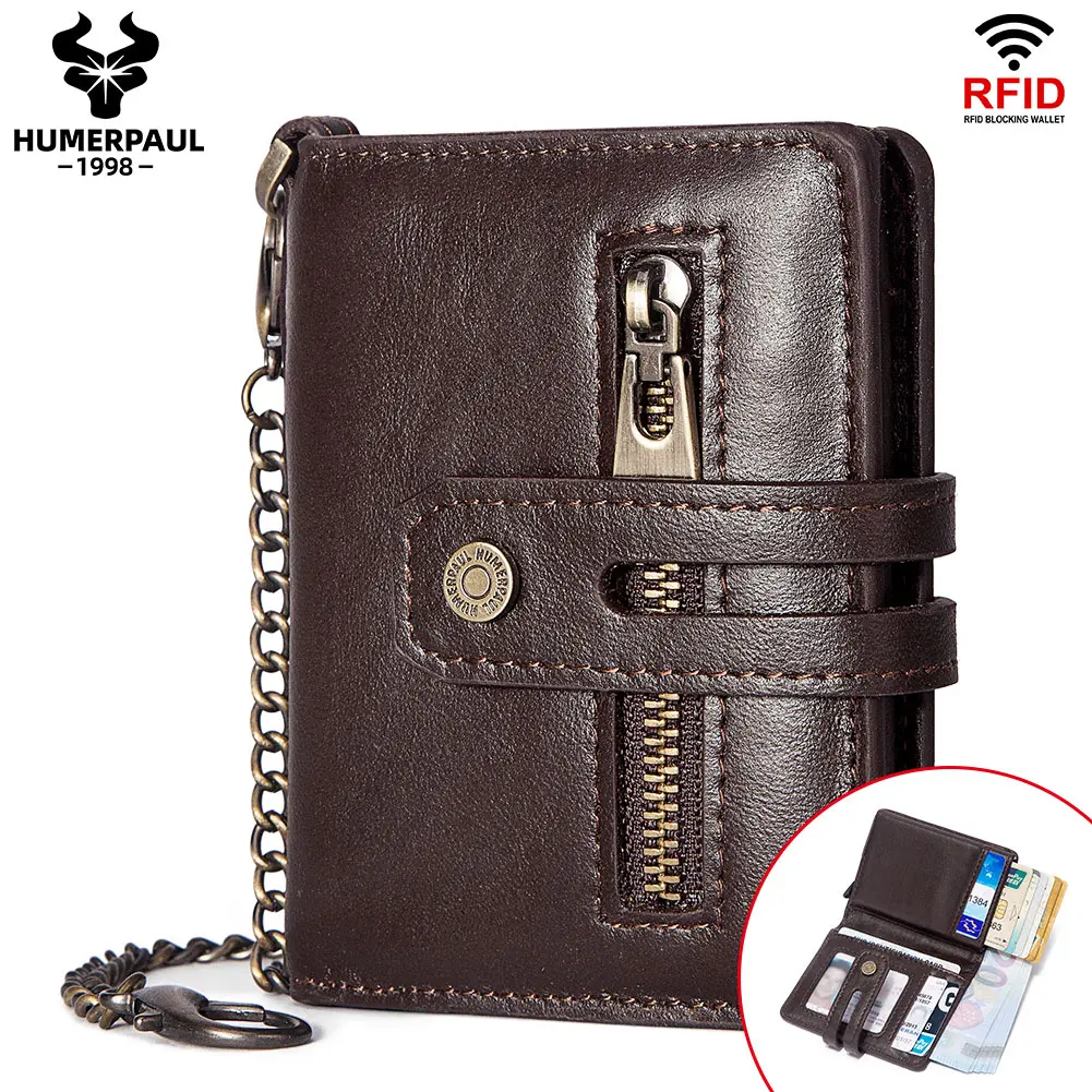 Men's Genuine Leather RFID Credit Card Holder Wallet - Sleek Business Card Case with Smart Aluminum Pop-Up Feature