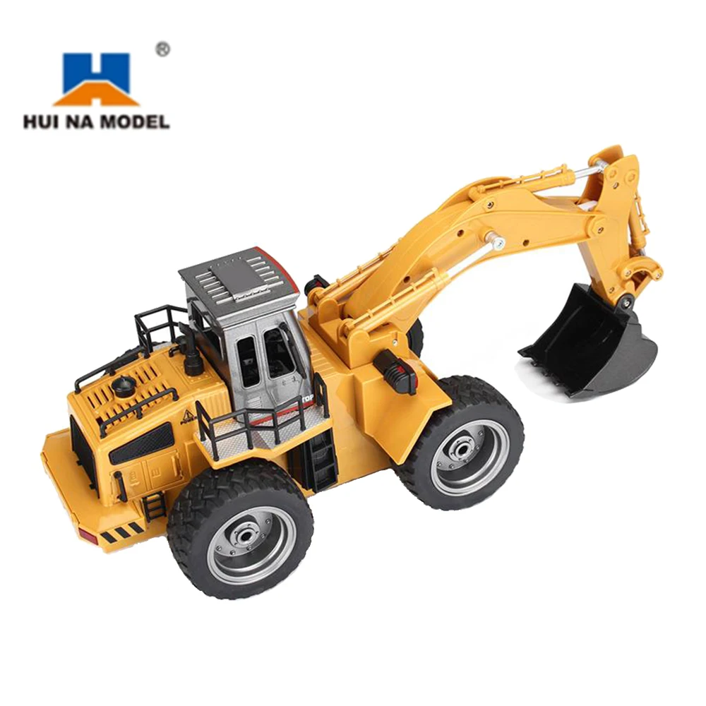 1:18 HUINA 1530 RC Wheeled Excavator Model 2.4G 6CH Loader Car Toys for Kids 3