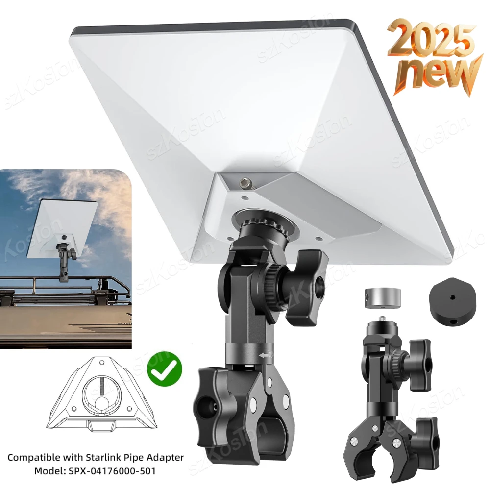 2025 nouvelle version pour Starlink Mini Pole Mount-pince de joint réglable sans boule en alliage d'aluminium, Compatible avec RV Yacht Camper