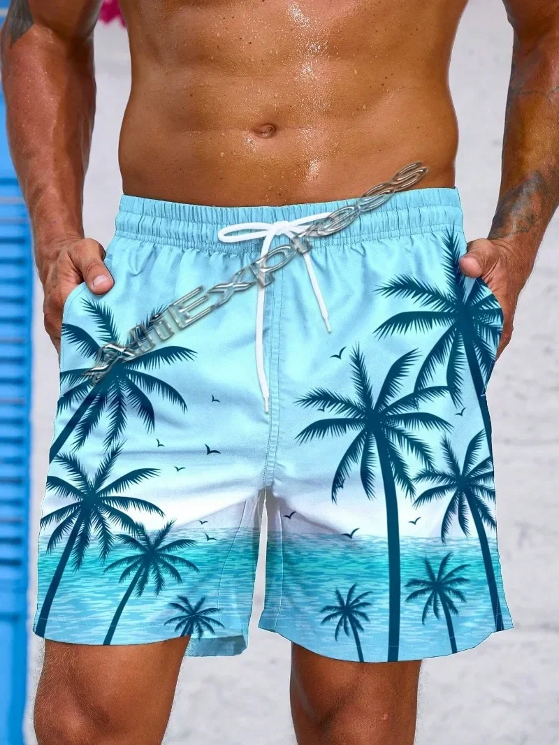 Summer Harajuku 3D Cocoanut Trees Printing Beach Shorts Palm Tree Graphic Board Shorts For Men Hawaiian Cool Swimming Trunks swim trunks