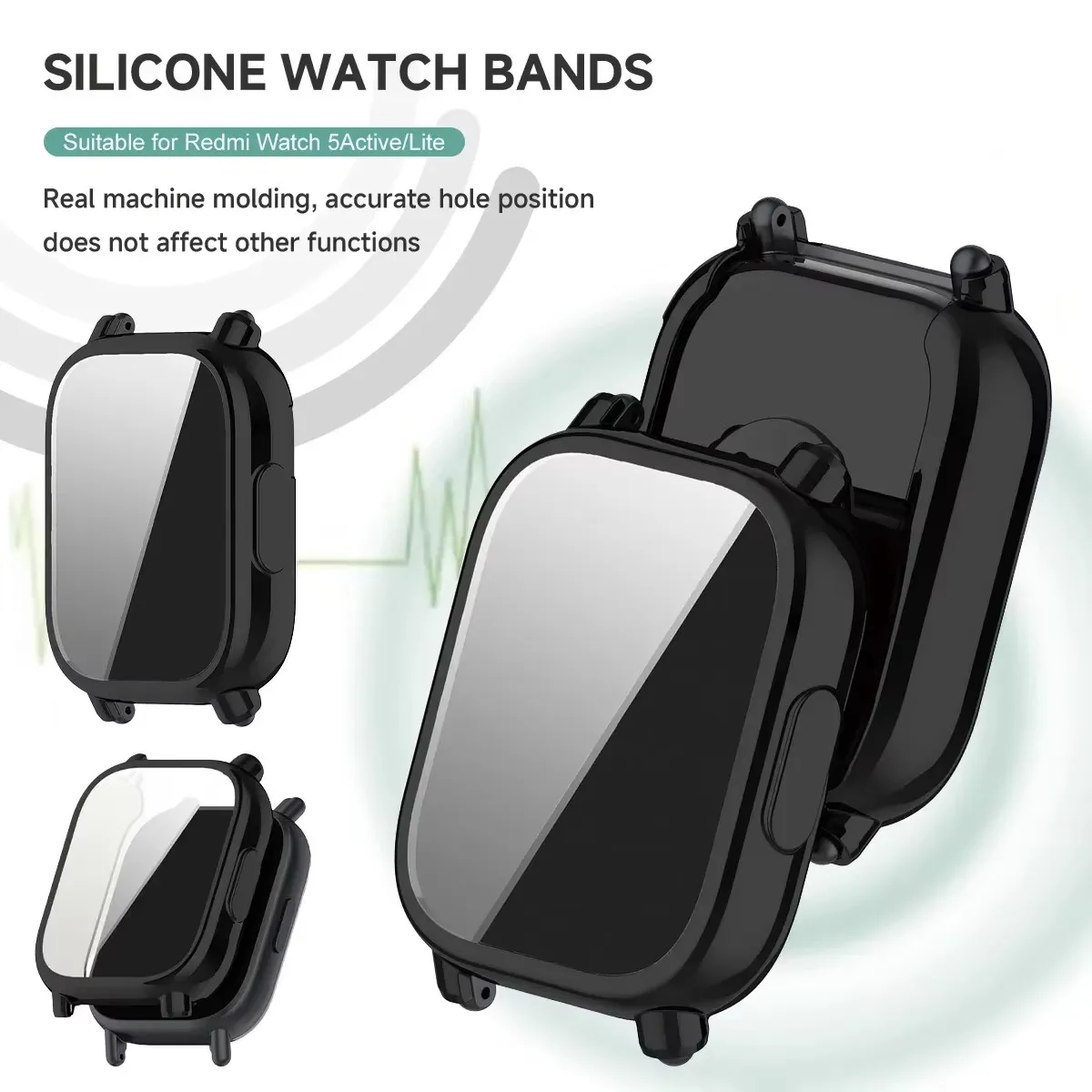 Silicone Strap and TPU Shell with Breathable Soft Bracelet Band and Screen Protector