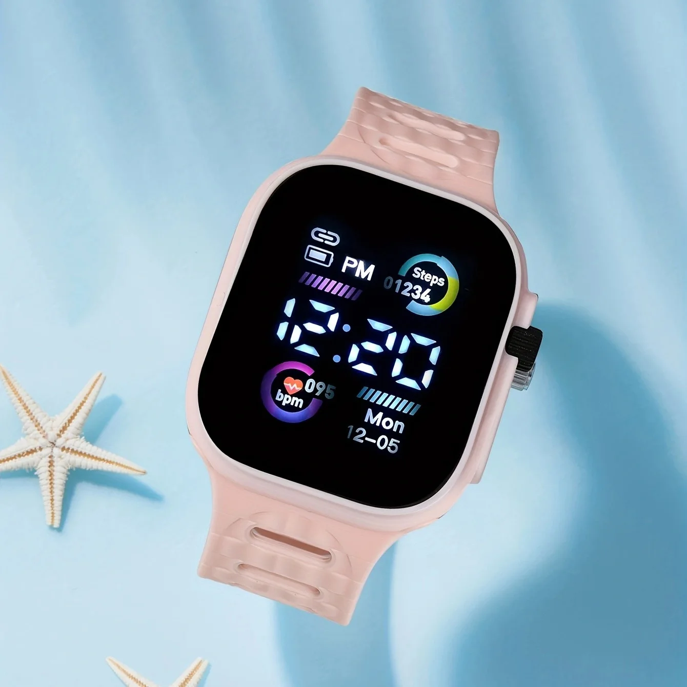 New LED Kids' Watches  Electronic Watch With Square Screen Dual Color Circle Fashionable And Simple Student Wrist Watch 6
