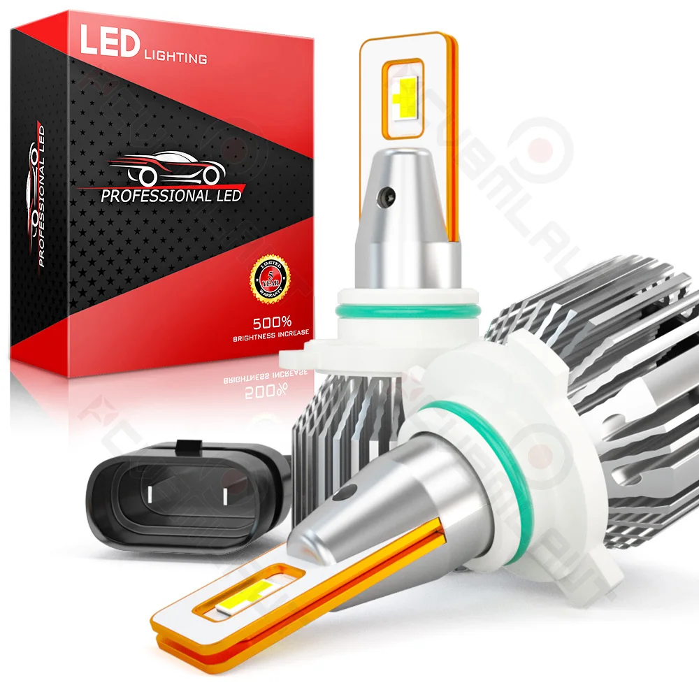 

PCVBMLAUT 2PCS Car lights U6S-9006 Super Bright LED Headlights High Low Beam Fog Light Bulb White 6000K Minisize Car accsesories