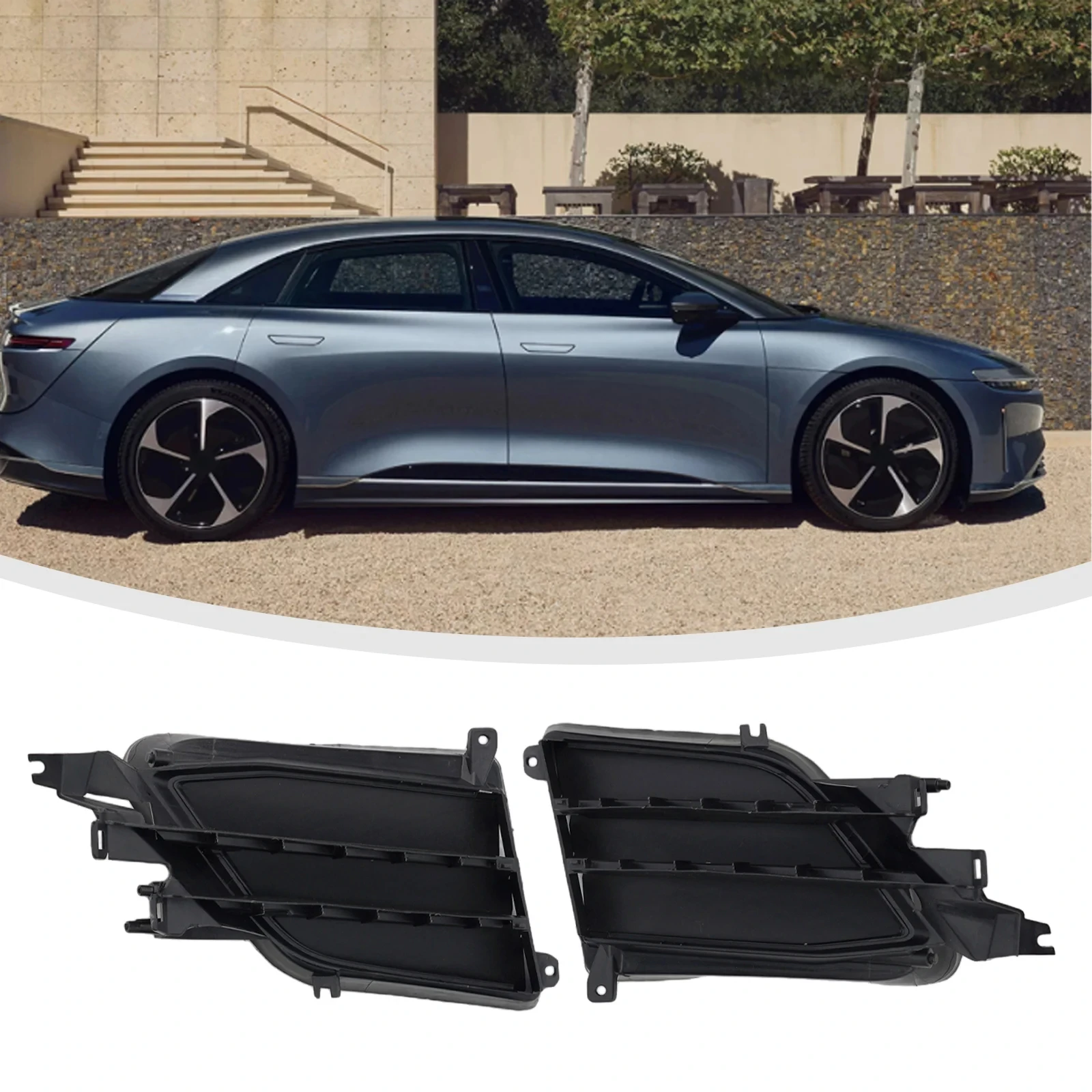 For Tesla Model S car fog light frame-Fog Light Frame Car Front Left Right Air Shutter Active Grill Shell 1057851-00-J 1058007-00-J 1Pcs