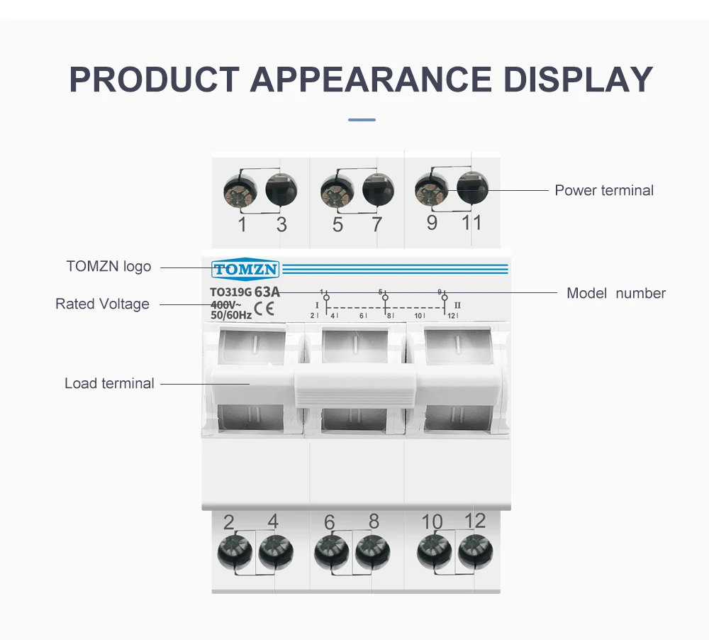 3P 380V AC 40A 63A MTS Dual Power Manual Transfer Isolating Switch Interlock Cir