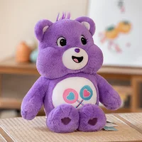 MINISO-Carebears Plush Toy for Children, Rainbow Bear, Blue, Angry Blinking Eye, Soft Sleeping Stuffed Doll,  Gifts 2
