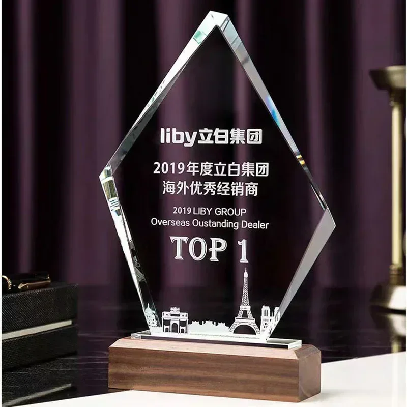 1pcs Free Crystal Trophy Creative Gift Ornaments Annual Meeting Activities Group Recognition Awards Event Souvenirs New