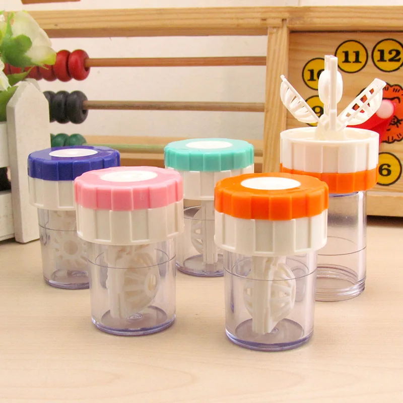 Portable Travel Eyewear Storage Holder Contact Lens Cleaner Case Manually Rotatable Glasses Lenses Container Clean Box 1PCS