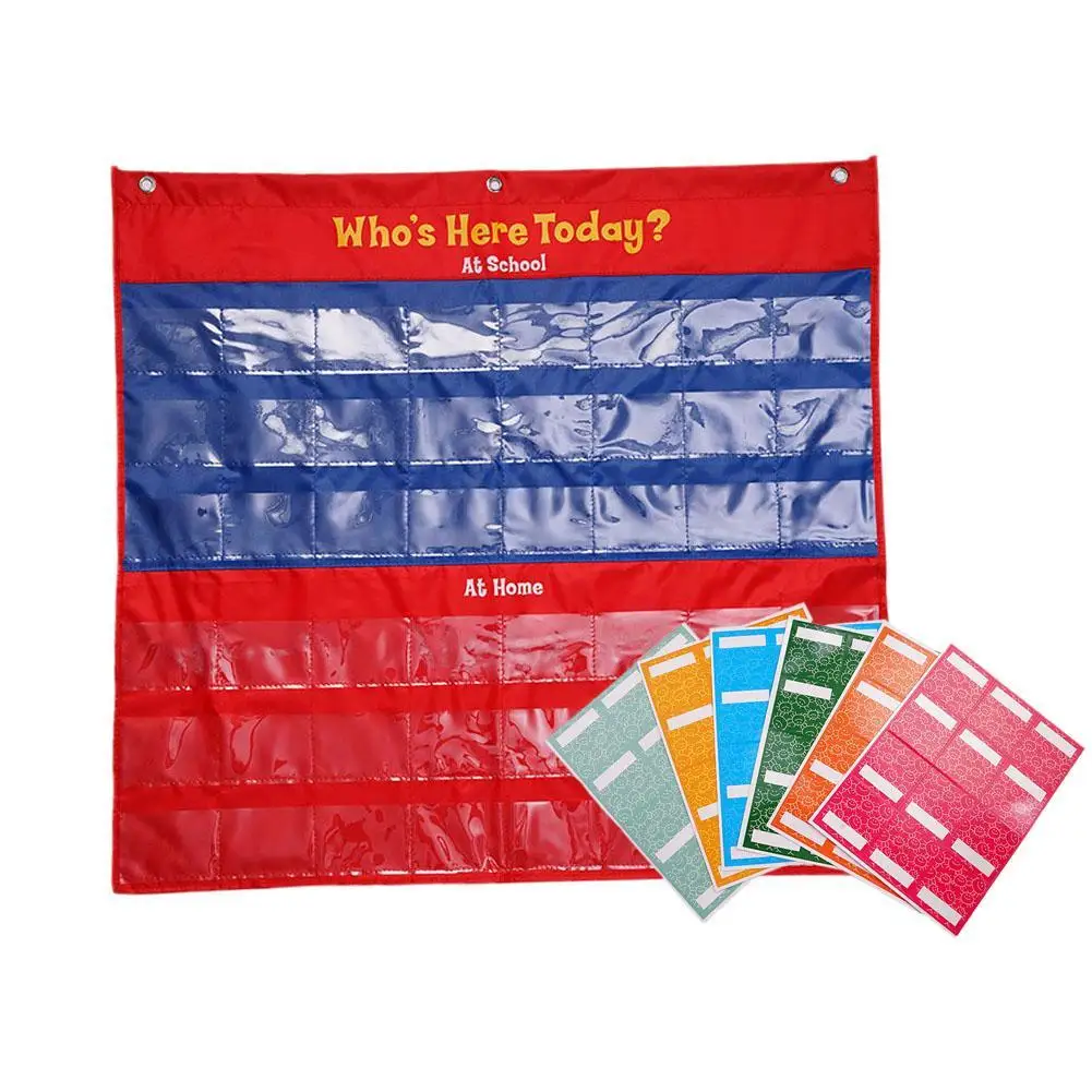 

Student Attendance Pocket Chart Classroom Pocket 72Cards Chart Sign In Hanging Bag Who Is Here Today For Teacher Preschool