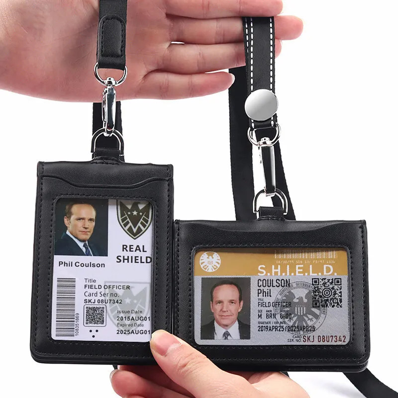 Nieuwe Hoogwaardige Reporter Politieagent Id Badge Zakelijke Werkkaarthouder Met Nekkoord Echt Lederen Identiteitskaarthouders