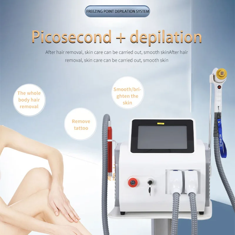 Beauty Items 2 in 1 La-ser Tattoo Removal Machine 808 Diode La-ser Hair Remover Picosecond Nd Yag Remove Device