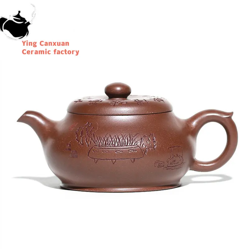 

160ml Chinese Yixing Handmade Purple Clay Teapots Famous Artists Traditional Hand-carved Tea Pot Kettle Authentic Zisha Tea Set