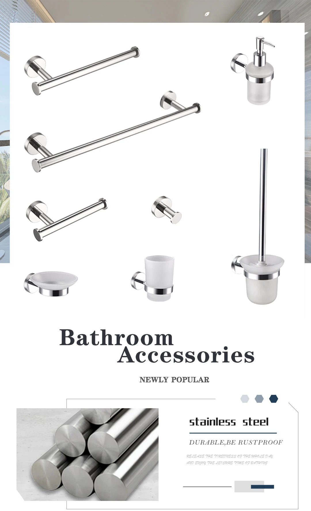 Description Picture 3 of itemChrome Wall Mounted Dual Function Towel Ring Toilet Paper Holder Towel Bar Stainless Steel Bathroom Hardware Accessories