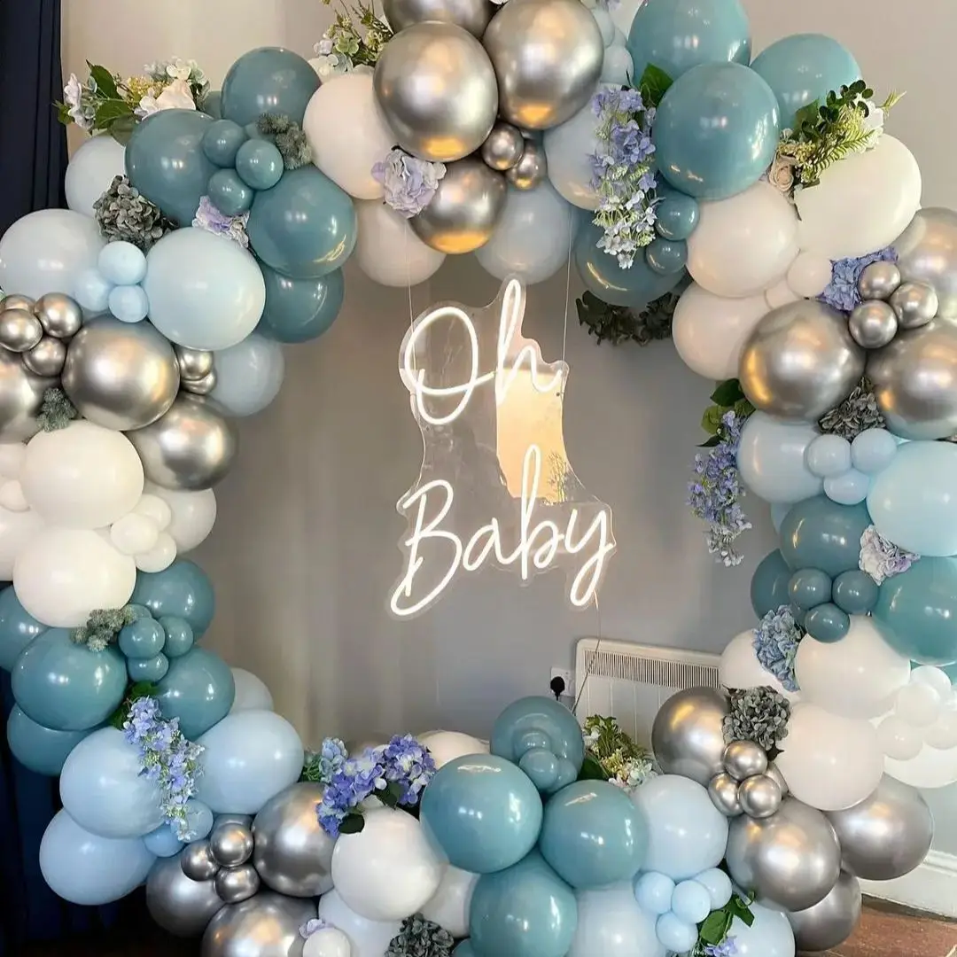 Elegant Dusty Blue Balloons for Birthday and Baby Shower Decor